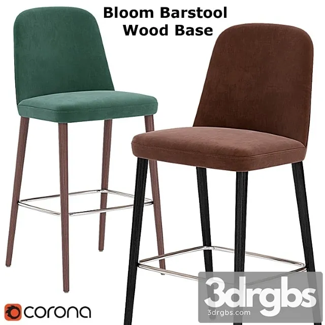 Bloom Barstool Wood Base Multicolor 3D Model Download