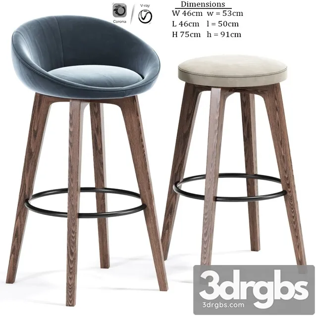 Bloom Wa Bar Stool Set 3D Model Download