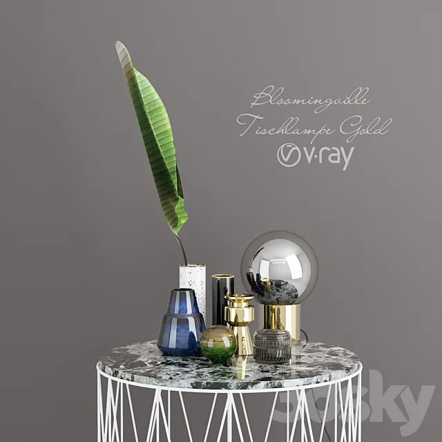 Bloomingville Tischlampe Gold set 3D Model Bloomingville Tischlampe Gold set 3D Model