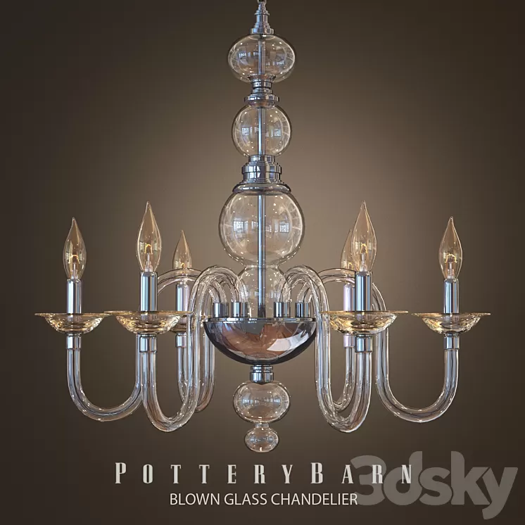 Blown Glass Chandelier 3D Model