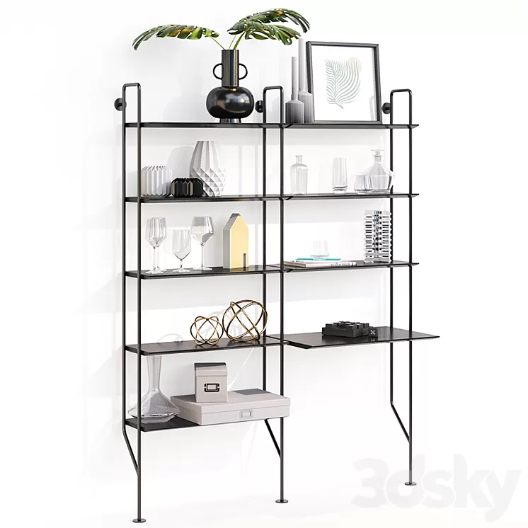 Blu Dot / Hitch Bookcase with Desk 3D Model Blu Dot / Hitch Bookcase with Desk 3D Model