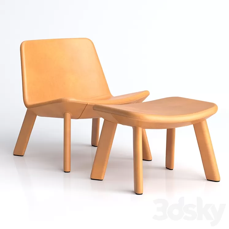 BluDot_Neat Leather Lounge Chair & Ottoman 3D Model BluDot_Neat Leather Lounge Chair & Ottoman 3D Model