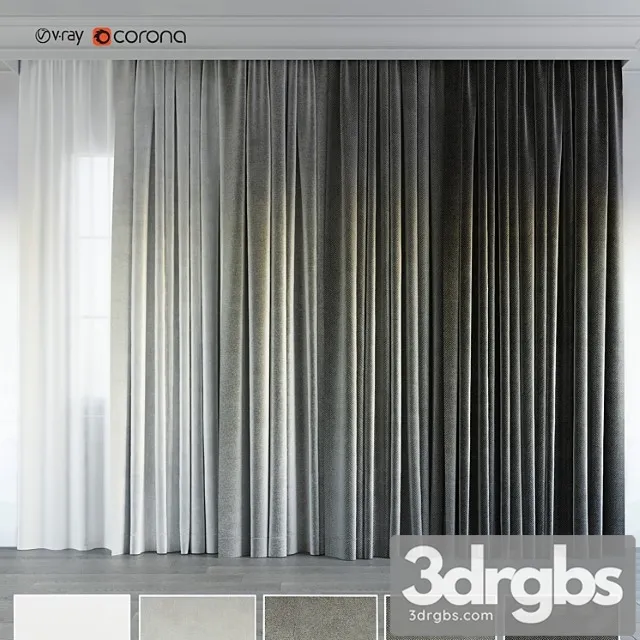 Blue Gradient Curtain 1 3D Model Download