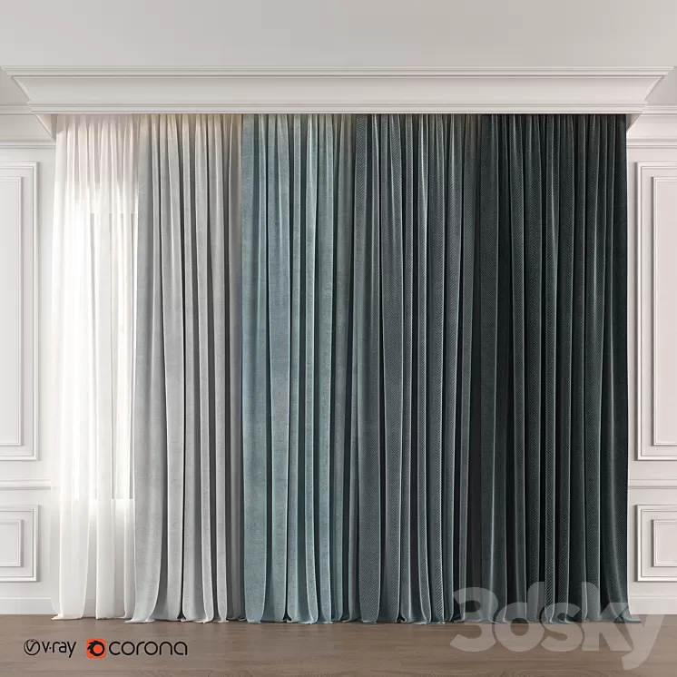 Blue gradient curtain 3D Model Blue gradient curtain 3D Model