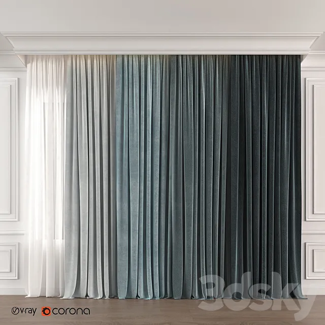 Blue gradient curtain 3DModel Blue gradient curtain 3DModel