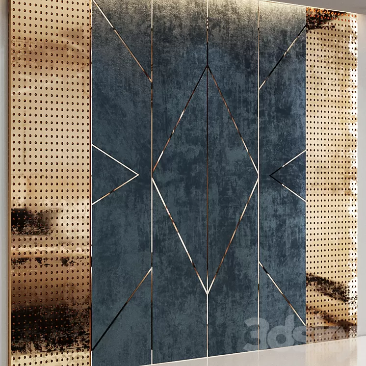 Blue velvet wall panel 3D Model