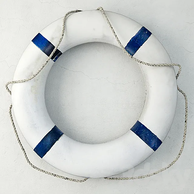 Blue & White Life Preserver 3D Model Blue & White Life Preserver 3D Model