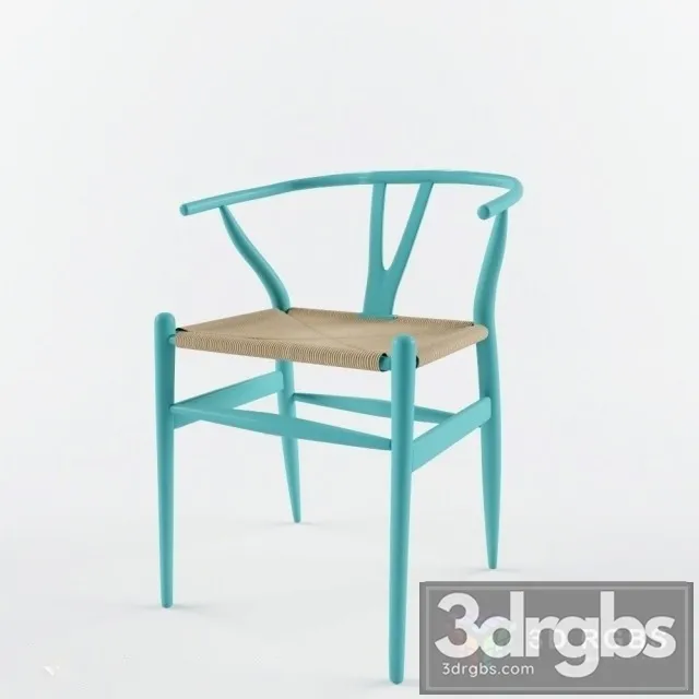 Blue Wishbone Side Chair 3D Model Download