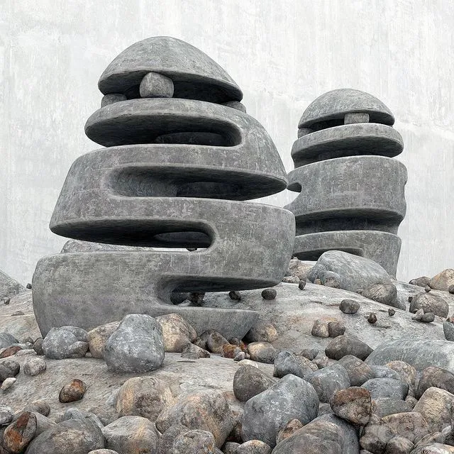 Blumenbeet Stone light 3D Model