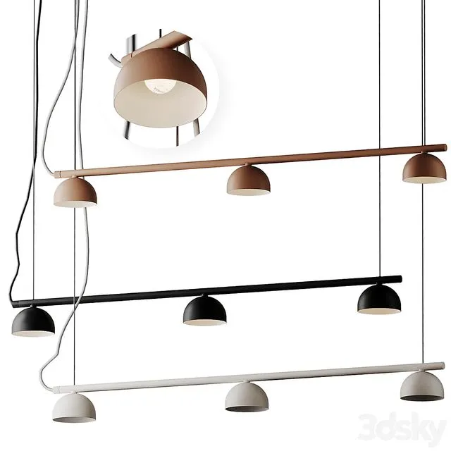 Blush rail 3 pendant lamp from Morten & Jonas 3D Model Blush rail 3 pendant lamp from Morten & Jonas 3D Model
