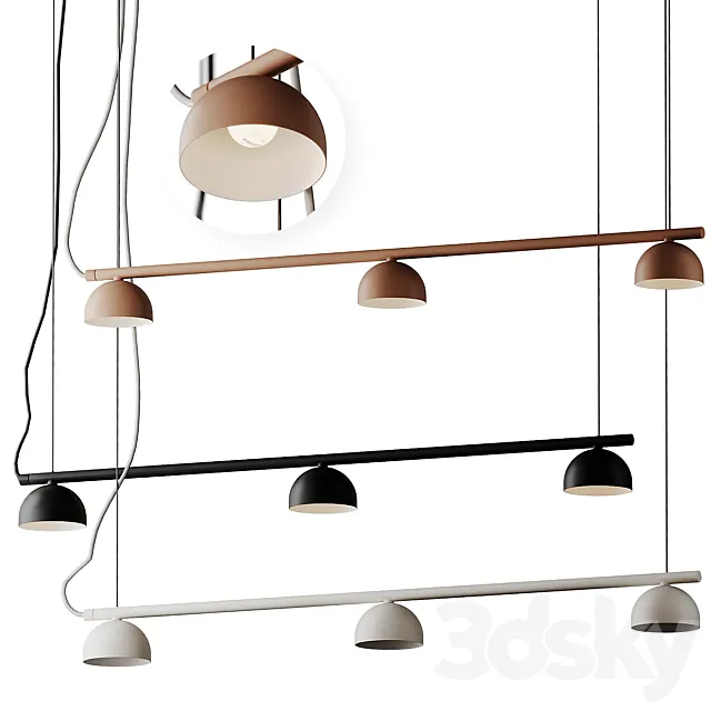 Blush rail 3 pendant lamp from Morten & Jonas 3D Model Blush rail 3 pendant lamp from Morten & Jonas 3D Model
