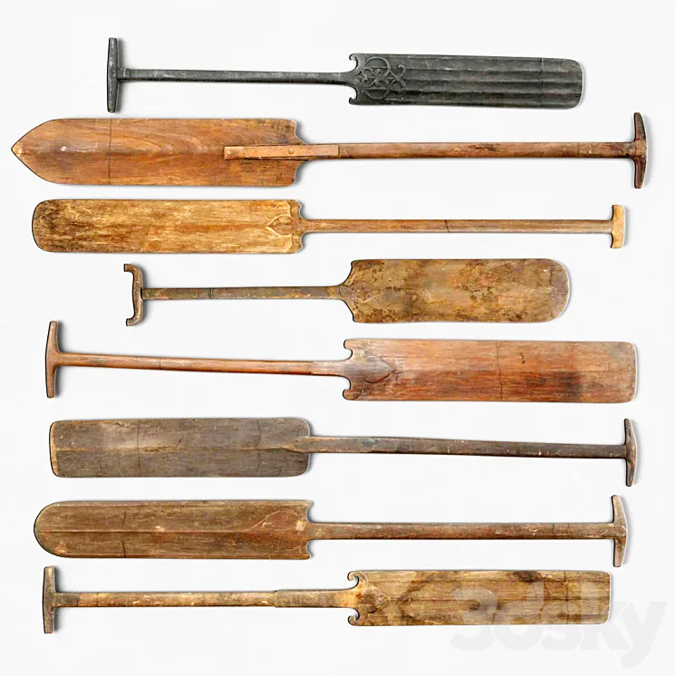 Boating oars from kerala 3D Model Free Download