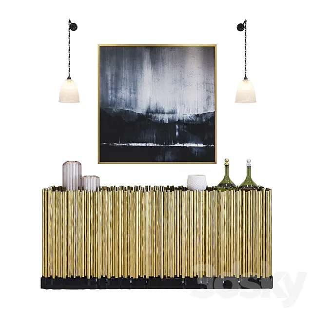 Boca Do Lobo – Symphony Sideboard with decoration 3DModel Boca Do Lobo – Symphony Sideboard with decoration 3DModel