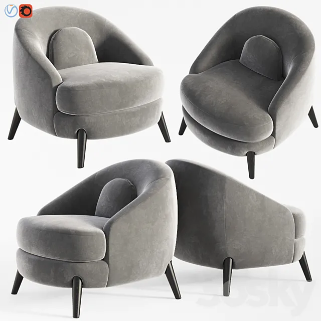 Bocca Lounge Chair Josephdirand 3D Model