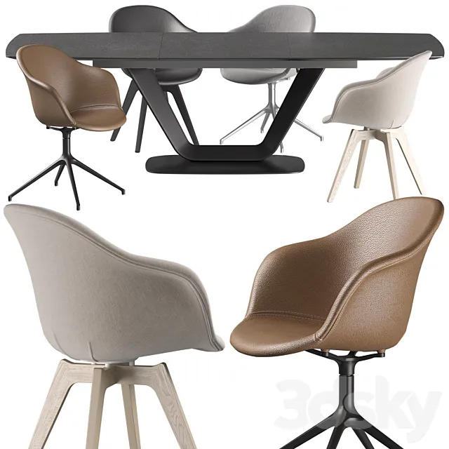 Boconcept – Alicante Table-Adelaide Chair set 3DModel Boconcept – Alicante Table-Adelaide Chair set 3DModel