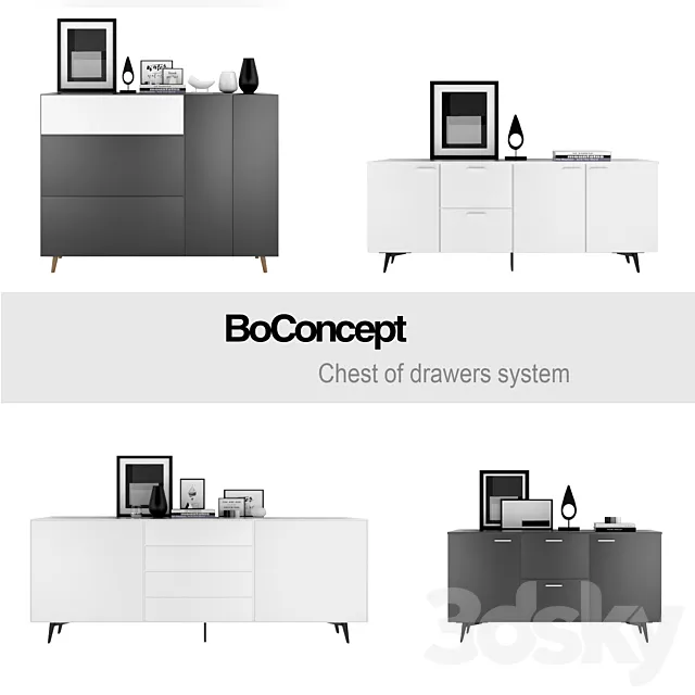 BoConcept Chest of drawers system | set 1 3D Model BoConcept Chest of drawers system | set 1 3D Model