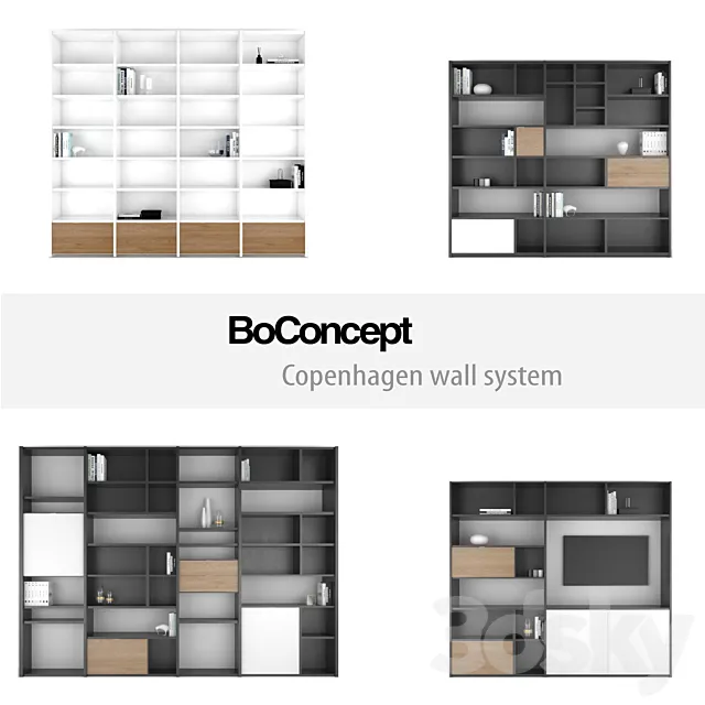 BoConcept Copenhagen wall system | set 1 3D Model BoConcept Copenhagen wall system | set 1 3D Model
