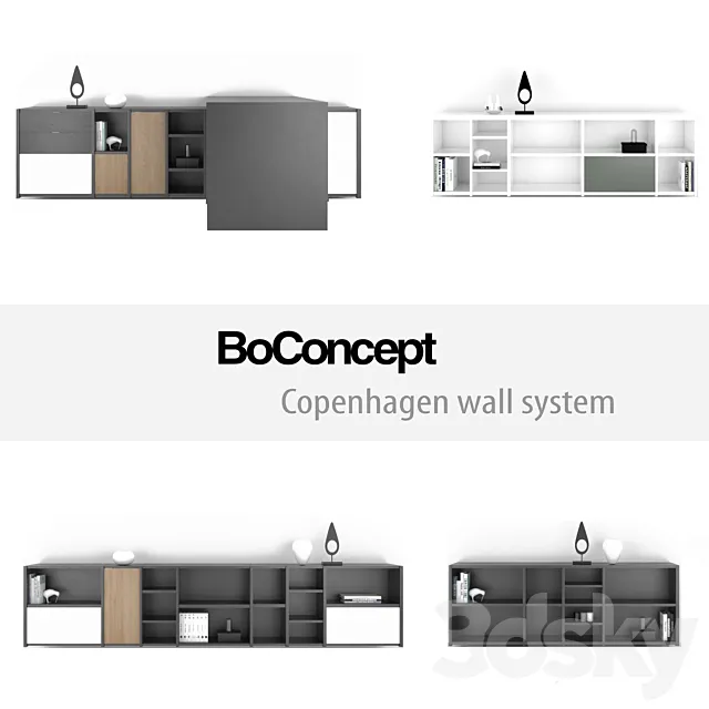 BoConcept Copenhagen wall system | set 8 3D Model BoConcept Copenhagen wall system | set 8 3D Model