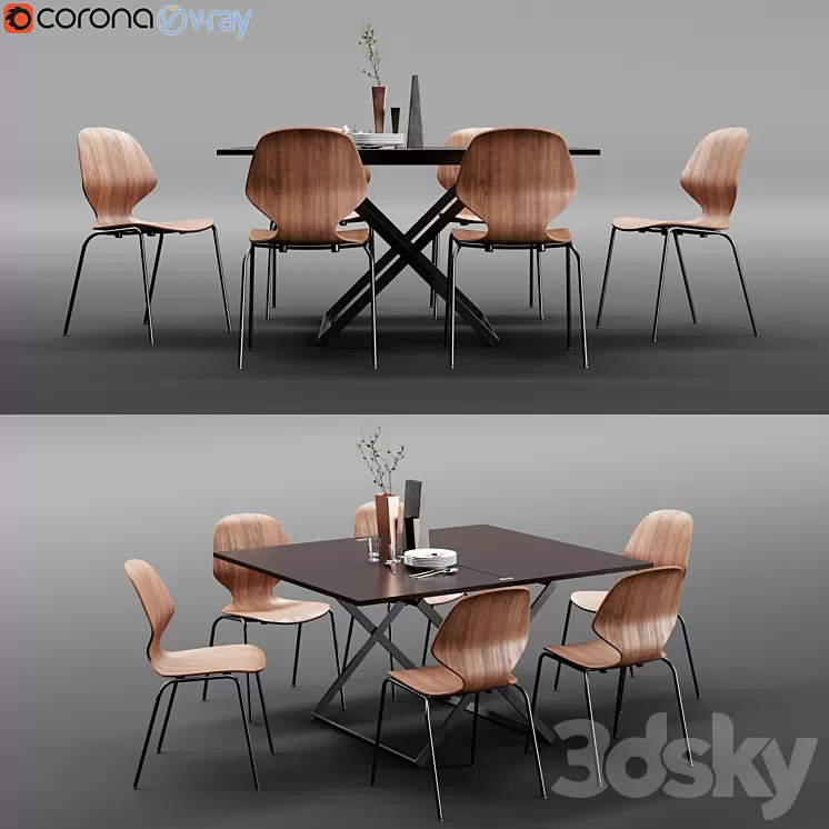 Boconcept Florence Chair & Rubi Table 3D Model