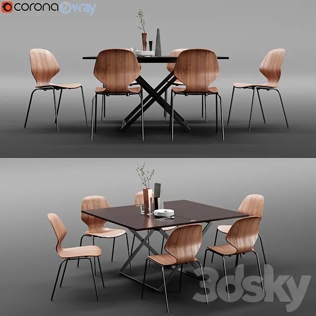 Boconcept Florence Chair & Rubi Table 3DModel - 3DSKY Decor Helper