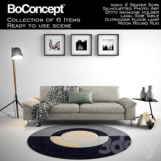 BoConcept Indivi 2 Seater Sofa with full scene 3DModel