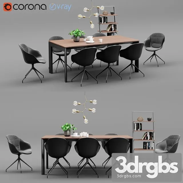 Boconcept lyon table & adelaide chair 2 3D Model Download