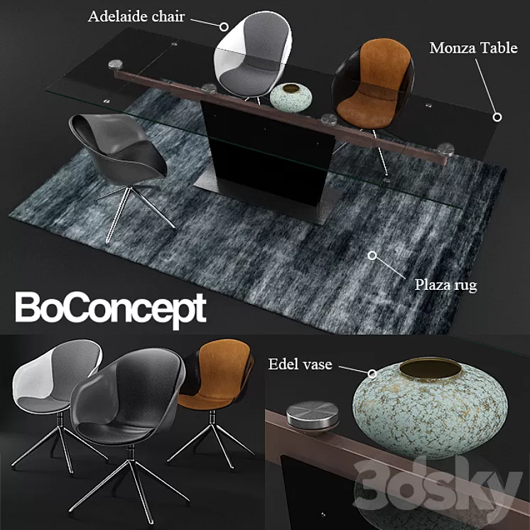BoConcept Monza table and Adelaide chair 3D Model