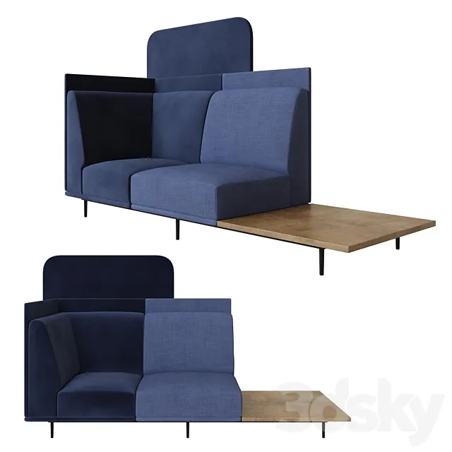 BoConcept Toulouse 2 seat and table 3D Model