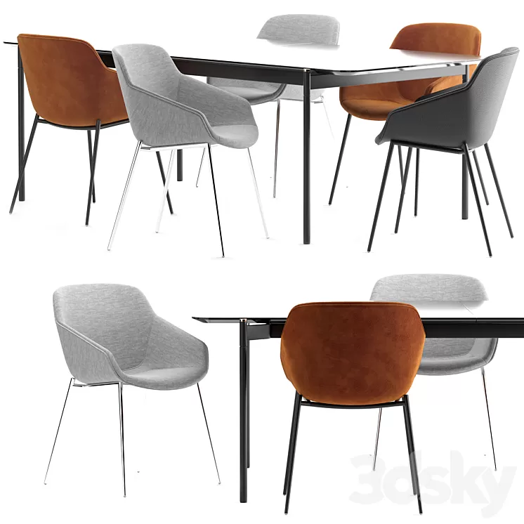 Boconcept – Vienna Chair + Augusta table 3D Model