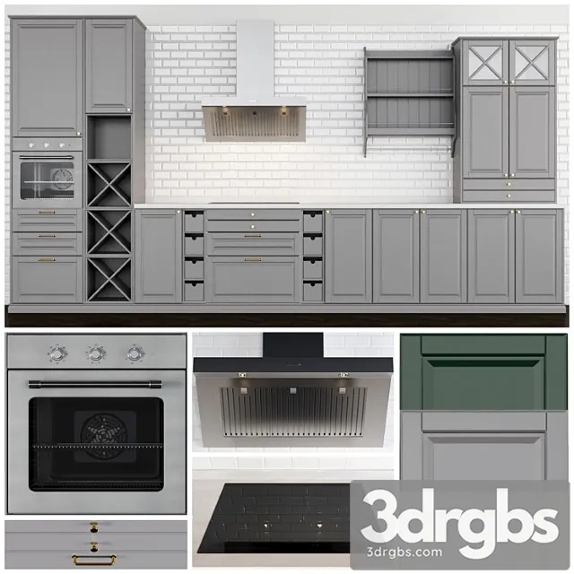 Bodbyn kitchen (134 modules). 3D Model Download