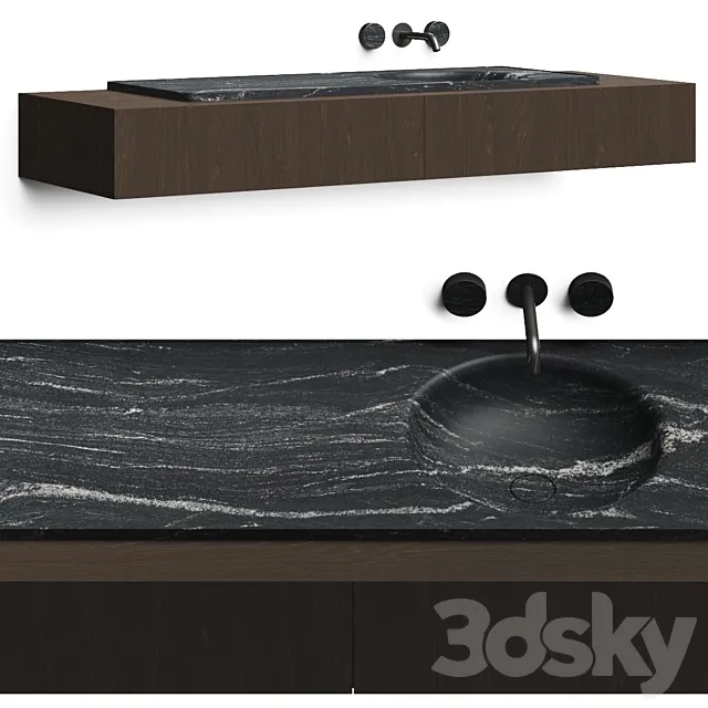 Boffi Floe Stone Encased Washbasin & Salvatori Spaghetti 3D Model Boffi Floe Stone Encased Washbasin & Salvatori Spaghetti 3D Model