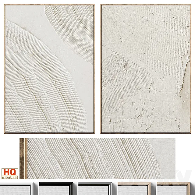 Boho Beige Relief Plaster Wall Art C-625 3D Model