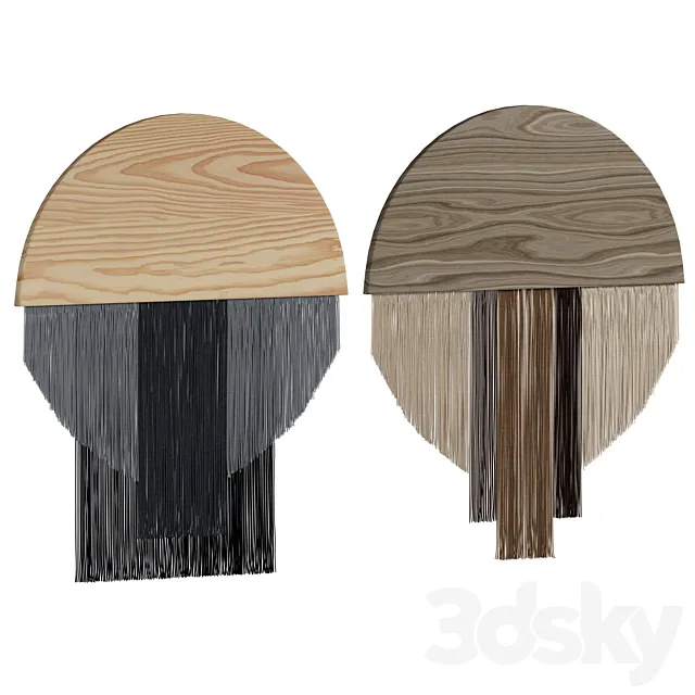 Boho Fiber Art-macrame wall decor set 04 3D Model Boho Fiber Art-macrame wall decor set 04 3D Model