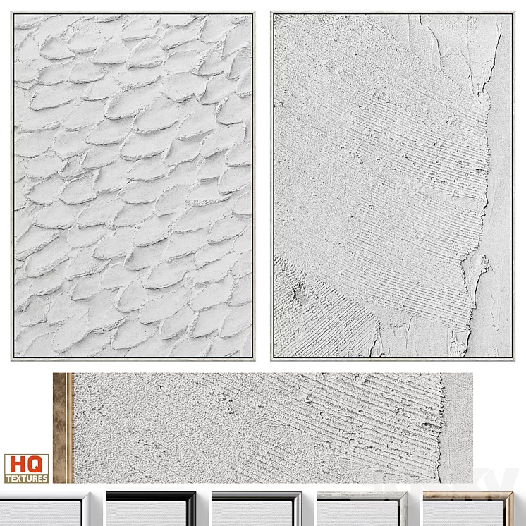 Boho Gray Relief Plaster Wall Art C-677 3D Model Free Download