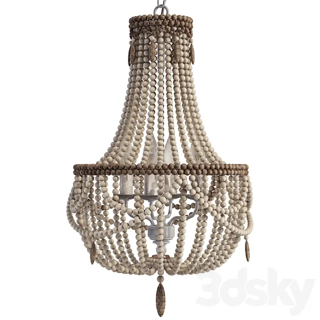Boho Rustic Bead Chandelier 3D Model Boho Rustic Bead Chandelier 3D Model