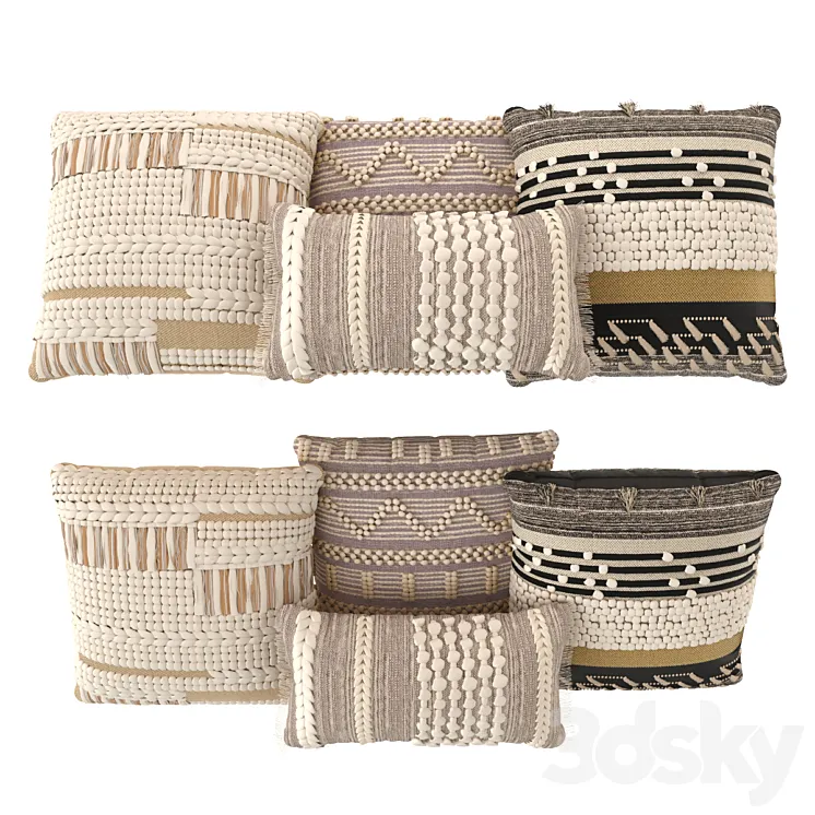 Boho style pillows 3D Model Free Download