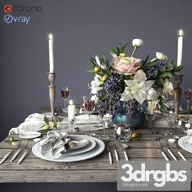 Boho style table setting 3D Model Download Boho style table setting 3D Model Download