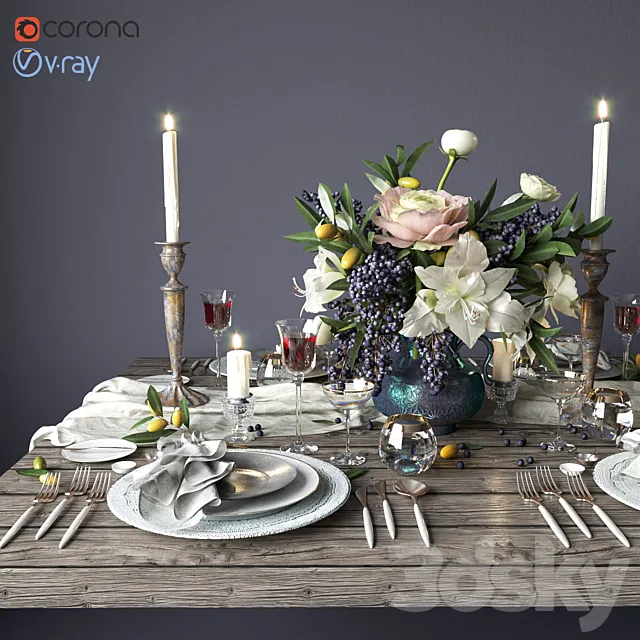 Boho style table setting 3DModel