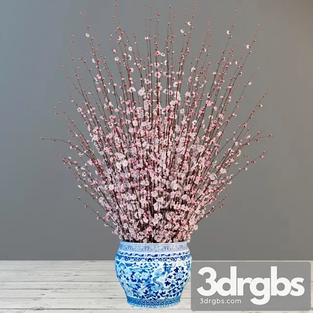 Bol Shoi Bukiet Sakury V Kitaiskoi Vazie 3D Model Download