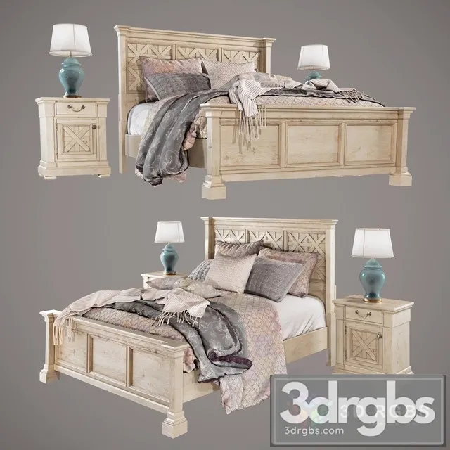 Bolanburg Queen Bed Nightstands 3D Model Download Bolanburg Queen Bed Nightstands 3D Model Download