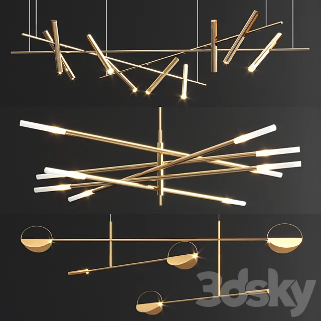 Bolia Esprit Rousseau Chandelier – 3 type 3D Model Bolia Esprit Rousseau Chandelier – 3 type 3D Model