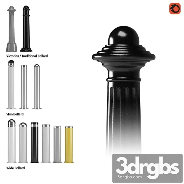 Bollard Set 3D Model Download Bollard Set 3D Model Download
