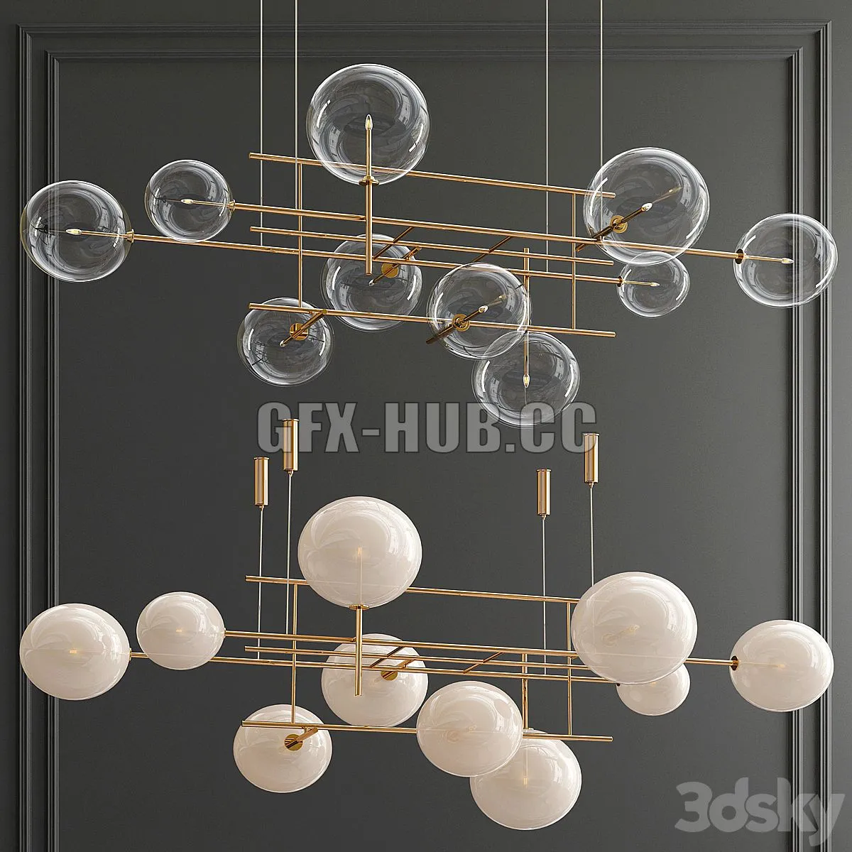 Bolle Galotti Orizzontale Suspension Chandelier 3D Model Bolle Galotti Orizzontale Suspension Chandelier 3D Model