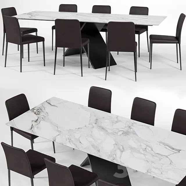 Bonaldo Deli chair Ax table 3D Model