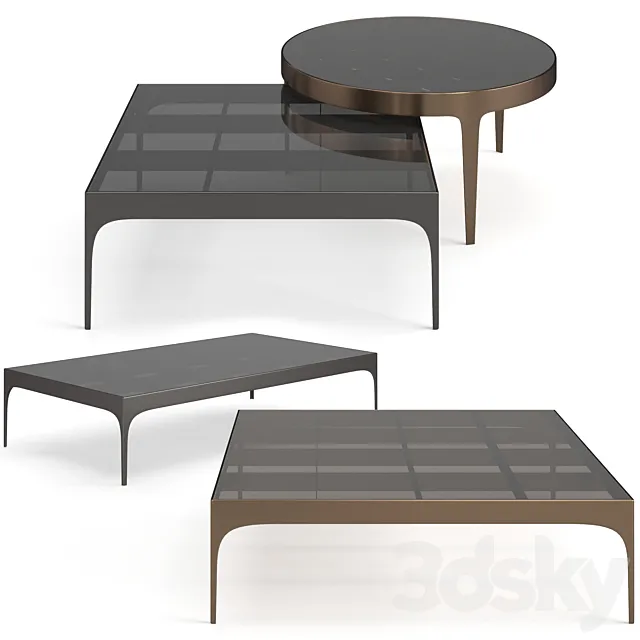 Bonaldo Passy coffee tables set 3D Model Bonaldo Passy coffee tables set 3D Model