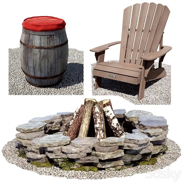 Bonfire area 3D Model