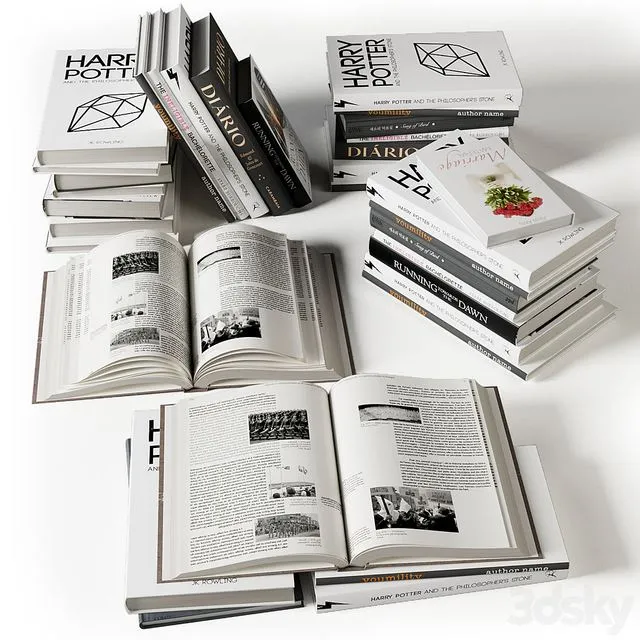Book Collection 3D Model