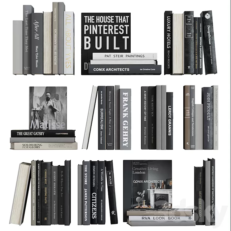 Book decor set 2 3D Model Free Download
