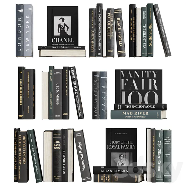 Book decor set 4 3D Model