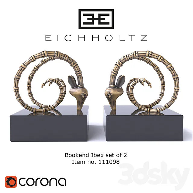 Book holder EICHHOLTZ Bookend Ibex set of 2 3D Model Book holder EICHHOLTZ Bookend Ibex set of 2 3D Model